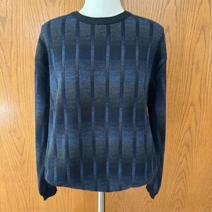 Like New Men’s Size XL Bachrach Sweater Blues & Grays Ombre Pattern 52% Wool